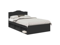 Cama De Casal | Camas Para Quarto | Estrutura Da Cama Preto 135 X 190 Cm Madeira De Pinheiro Sólida