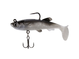 Isca de Pesca com Anzol Simples e Triplo Cinza
