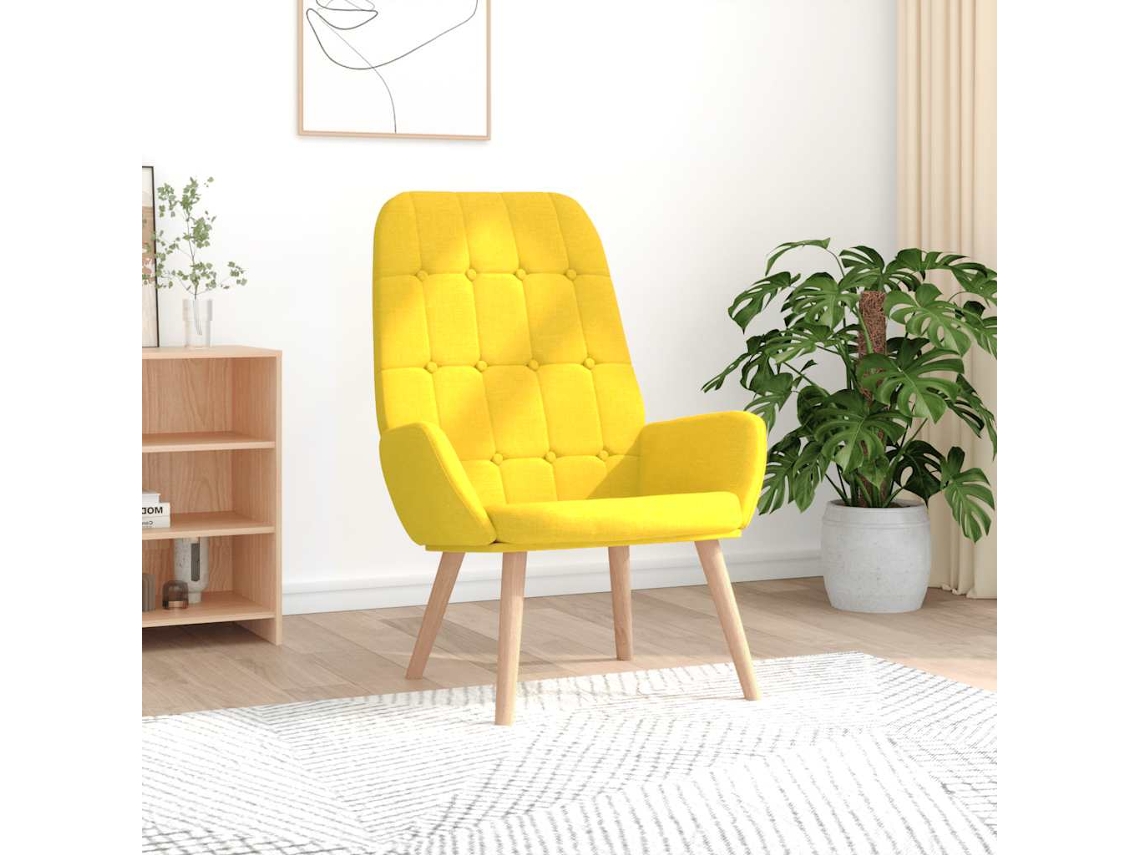 Vidaxl Cadeira De Descanso Tecido Amarelo Claro