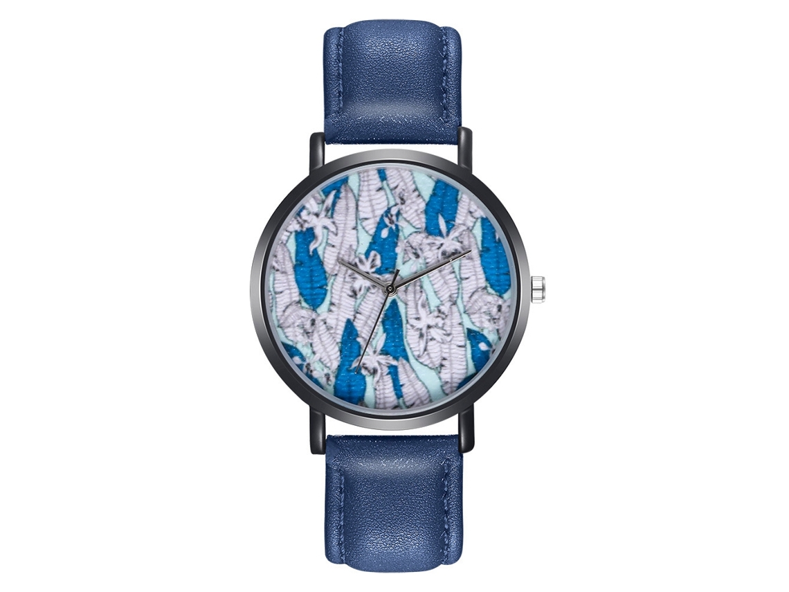 Relógio feminino de couro, estilo simples, azul, modelo Zlf0214-h, com mecanismo de quartzo.