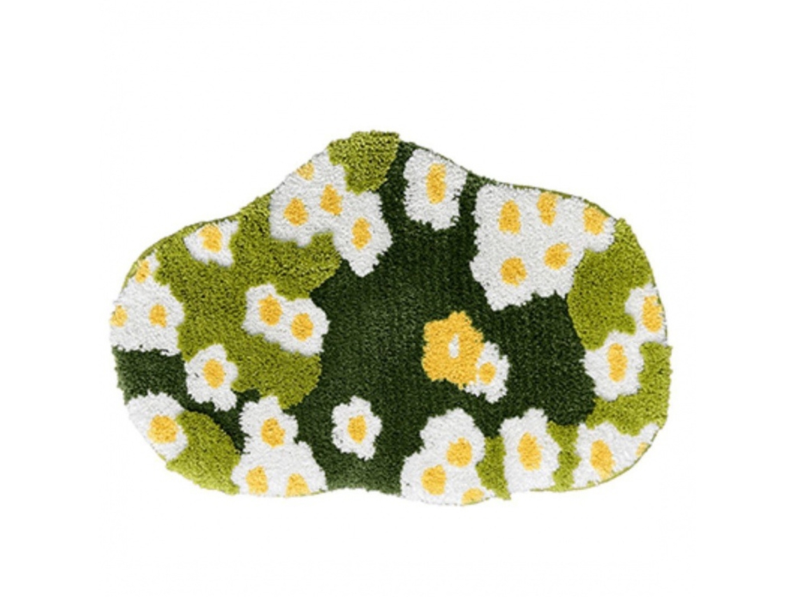VYLARA Tapete Floral Verde Musgo, Fofinho, Absorvente E Antiderrapante Para Pia, Vaso Ou Chuveiro