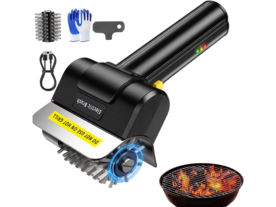 Escova Elétrica Para Grelha De Churrasco Com Cerdas - Modelo Compacto