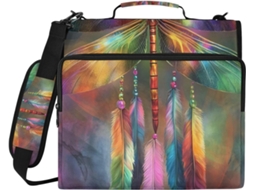 Pasta Organizadora Com Estampa Colorida De Libélula, Com Zíper, 3 Argolas, Compartimento Laptop, Poliéster