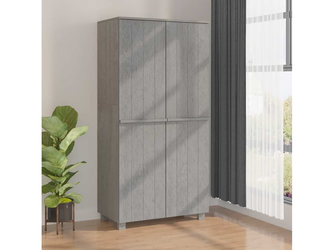 Vidaxl Roupeiro Hamar 89x50x180 Cm Pinho Maciço Cinza-claro