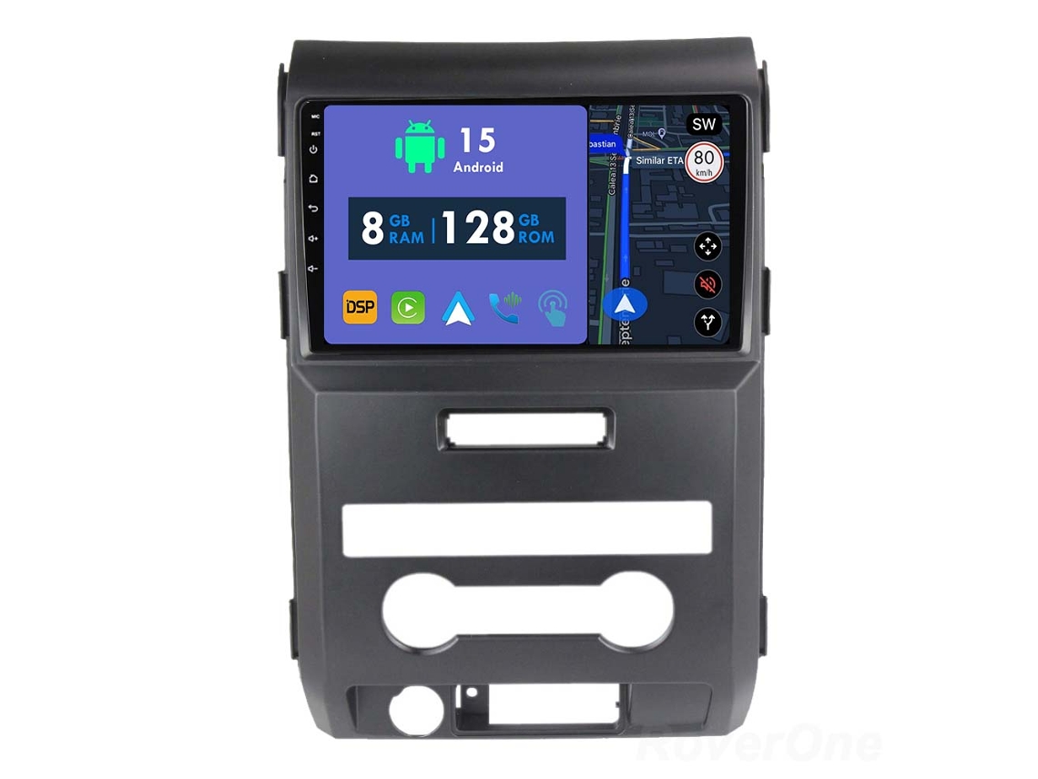 Auto Rádio Carro Bluetooth Autoradio 8GB RAM 128G ROM CarPlay Navegação GPS Ecrã Táctil RoverOne para Ford F150 P415 Raptor 2008-2014  