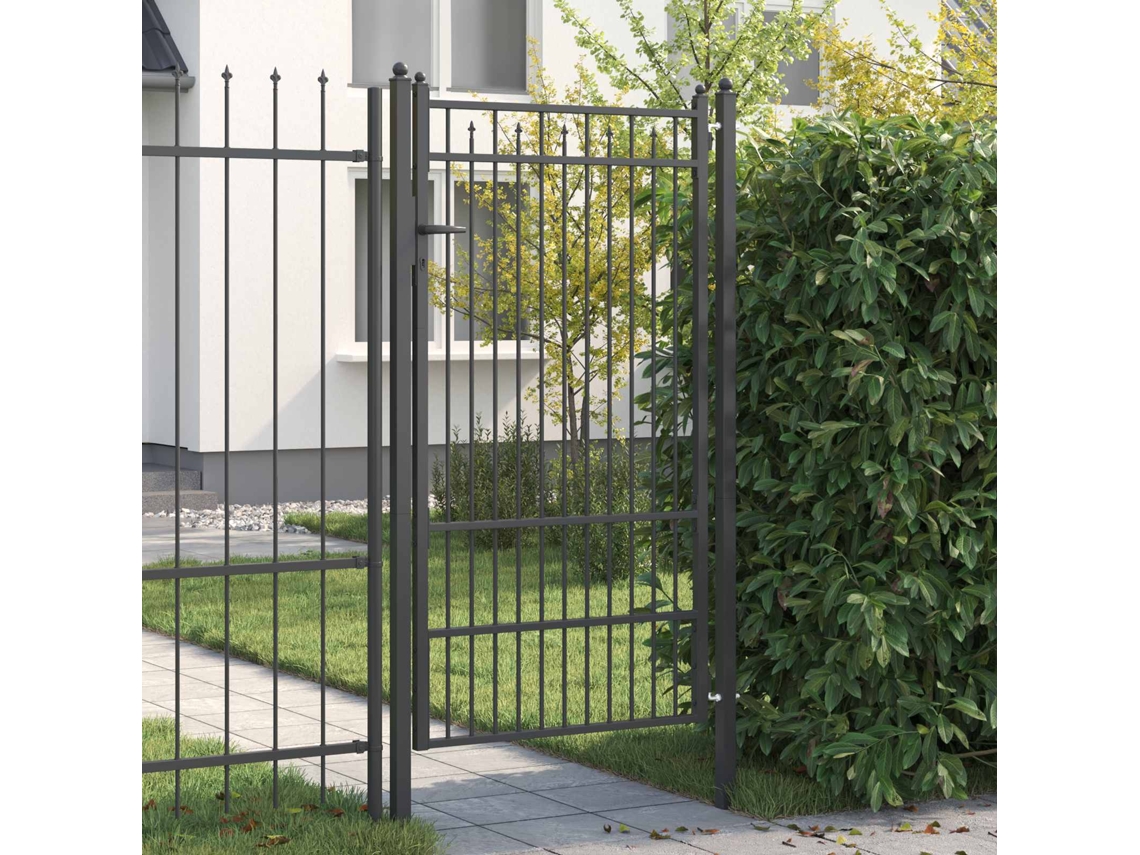 Vidaxl Portão De Cerca Baarlo 100 X 175 Cm Metal Preto Trancável