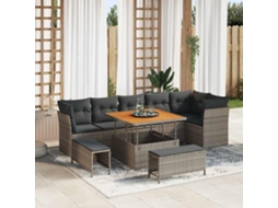 Vidaxl Conjunto De Sofá De Jardim 9 Unid. Cinzeto Vime Pe