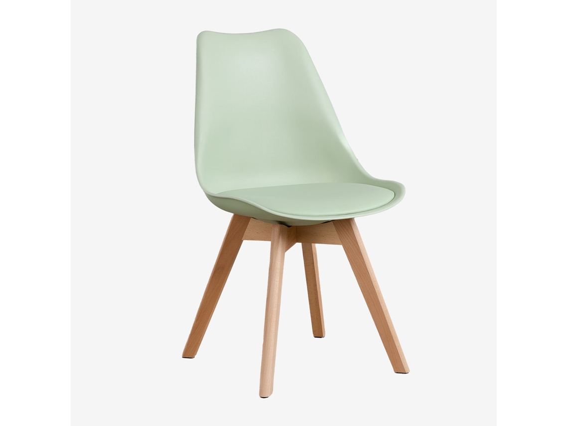 Conjunto de 4 Cadeiras SKLUM Nordic (Verde - Polipropileno e Madeira - 82 cm - 84 x 48,5 cm - 49 x 51 cm - 55 cm)