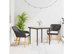 Vidaxl Conjunto de Jantar para Jardim com Almofada 3 Pcs Preto Vime Pe