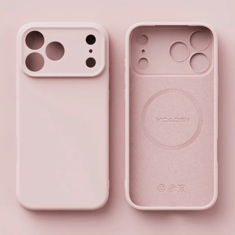 (rosa 15pro) Capa Magnética Original De Silicone Líquido Para Celular, Compatível Com Carregamento Sem Fio.