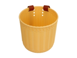 Cesta de bicicleta de grande capacidade em imitação de couro amarelo.