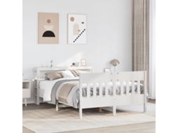 Vidaxl Cama Sem Colchão 140x190 Cm Madeira De Pinho Maciça Branco