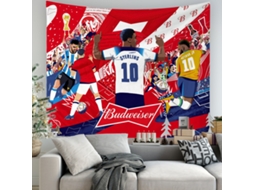 Tapeçaria parede estrelas futebol Sterling Neymar Messi Budweiser, decorativo 180x230cm STELASPLEN