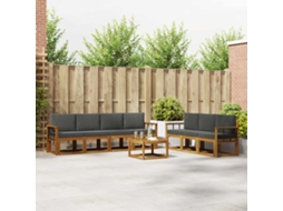 Vidaxl Conjunto De Sofás Para Exterior 8 Pcs Natural E Antracite