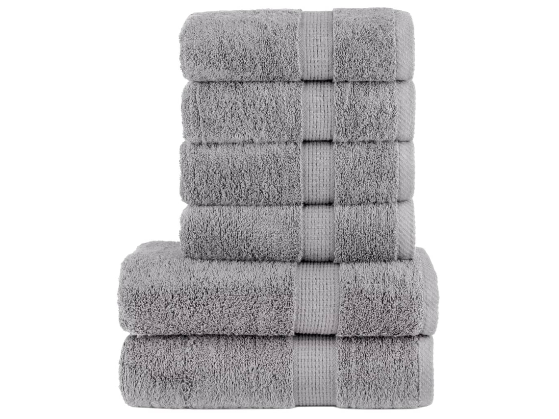 Vidaxl 6pcs Conjunto Toalhas Banho Premium Solund 600 Gsm Cinza