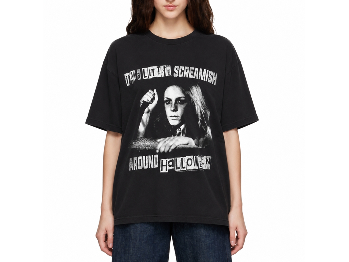 Rockinstone Halloween Movie A Little Screamish Black Adult T-shirt Size:l
