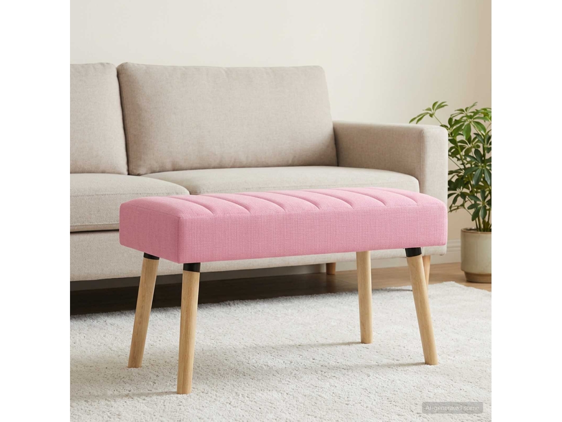 Vidaxl Banco Com Tufting Em Canal Rosa 80 X 40 X 46 Cm Tecido
