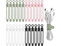 (4 Cores) Conjunto De 40 Abraçadeiras Silicone Para Fones Ouvido E Celulares.-aquaforge