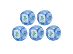 Dados Do Vento De Mahjong Azul Transparente 5 Peças