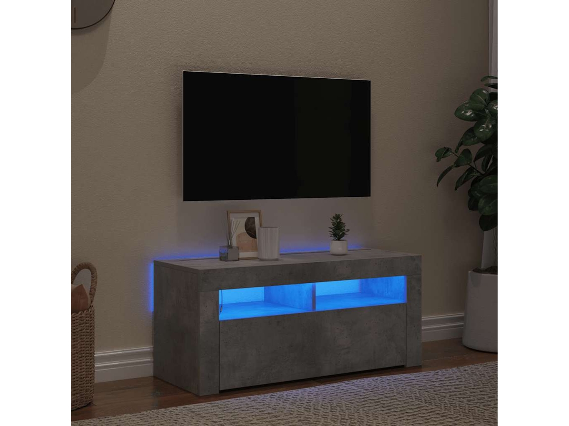 Vidaxl Móvel De Tv Com Luzes Led 90x35x40 Cm Cinzento Cimento