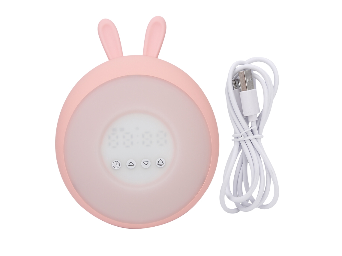 Lâmpada De Silicone Com Desenhos Animados Para Quarto, Despertador Digital Led Com Controle Táctil, Rosa, Led, Despertador Digital, De Silicone