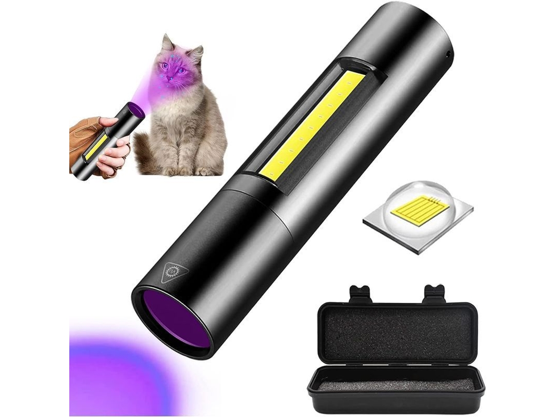 Detector de Tinea e Urina de Pet com Luz UV Recarregável e Luz Auxiliar para Cães e Gatos | S/MARCA