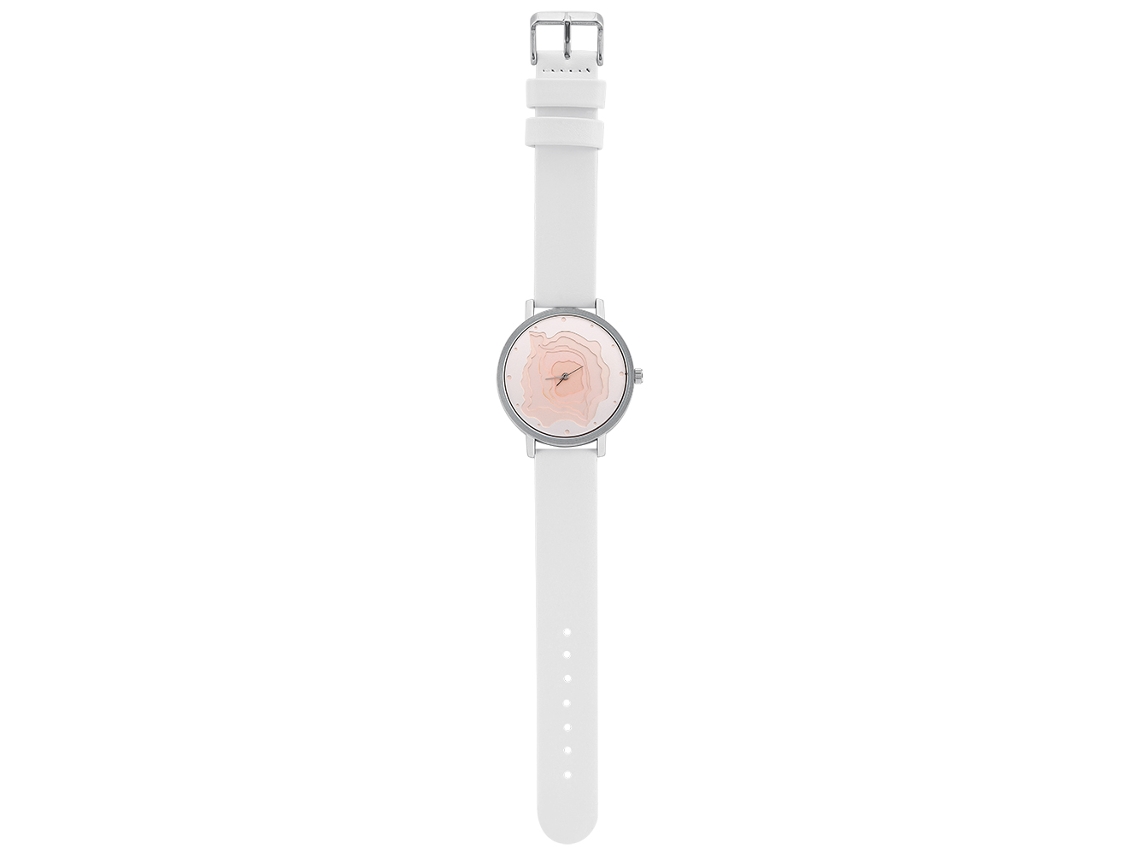 Relógio de Pulso Analógico Lady Quartz com Mostrador Criativo e Correia Pu Branca