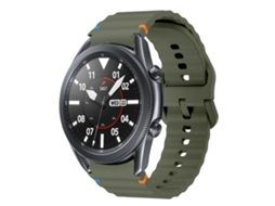 Bracelete Para Samsung Galaxy Watch 3 (41mm) - Silicone Costurado Com Padrão De Onda - Verde Exército
