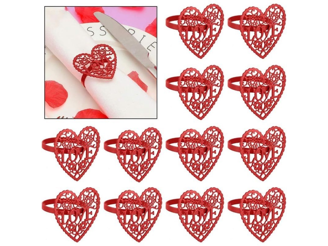 12 Anéis Para Guardanapos De Coração Com Corte De Letras Love E Flores Para Festa De São Valentim, Natal, Casamentos E Aniversários