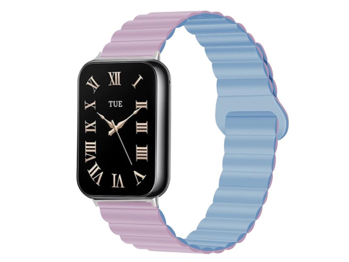 Bracelete para Xiaomi Band 9 Pro / 8 Pro Silicone Magnético Reversível Fecho Duas Cores Roxo Claro + Azul Acinzentado XIAOMOYU