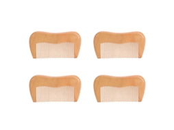 4pcs Pente De Cabelo De Mogno De Dentes Finos Para Massagem E Parto