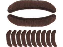 Conjunto De 20 Barbas E Bigodes Postiços Autoadesivos Marrons Para Fantasias.