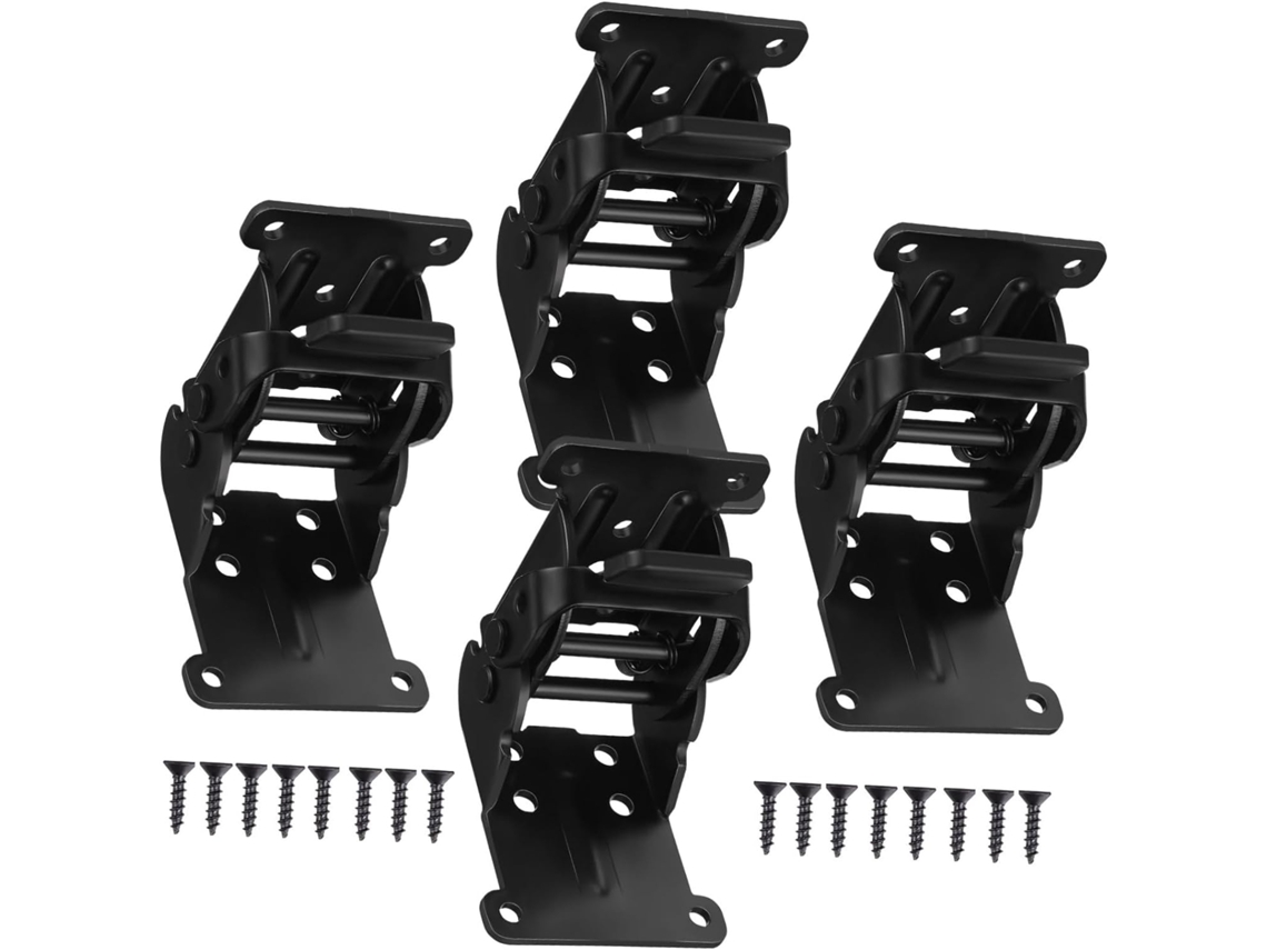 Conjunto De 4 Suportes De Ferro Articulados Dobráveis Para Pés De Mesa, Na Cor Preta.