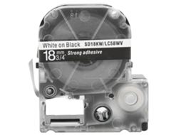 Cinta Etiquetadora 18mm Pet Impermeável Para Impressoras Epson/kingjim Letras Brancas Fundo Preto