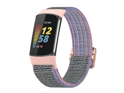 Lurelia Faixa Elástica De Nylon Trançado Pink Strap, Compatível Com Fitbit Charge 5