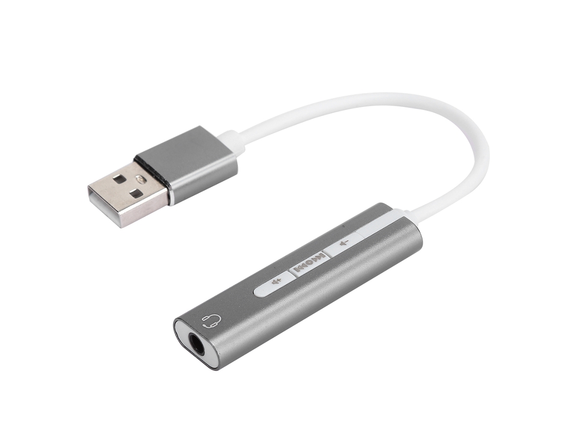 Adaptador de fone de ouvido USB 2.0 para 3,5 mm banhado a ouro com microfone e luz (conversor USB 2.0 para 3,5 mm, compatível com OS X e PC)