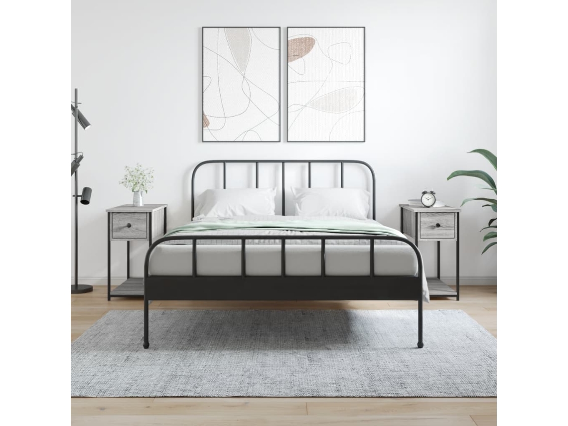 Vidaxl Mesas De Cabeceira 2 Pcs Derivados Madeira Sonoma Cinza