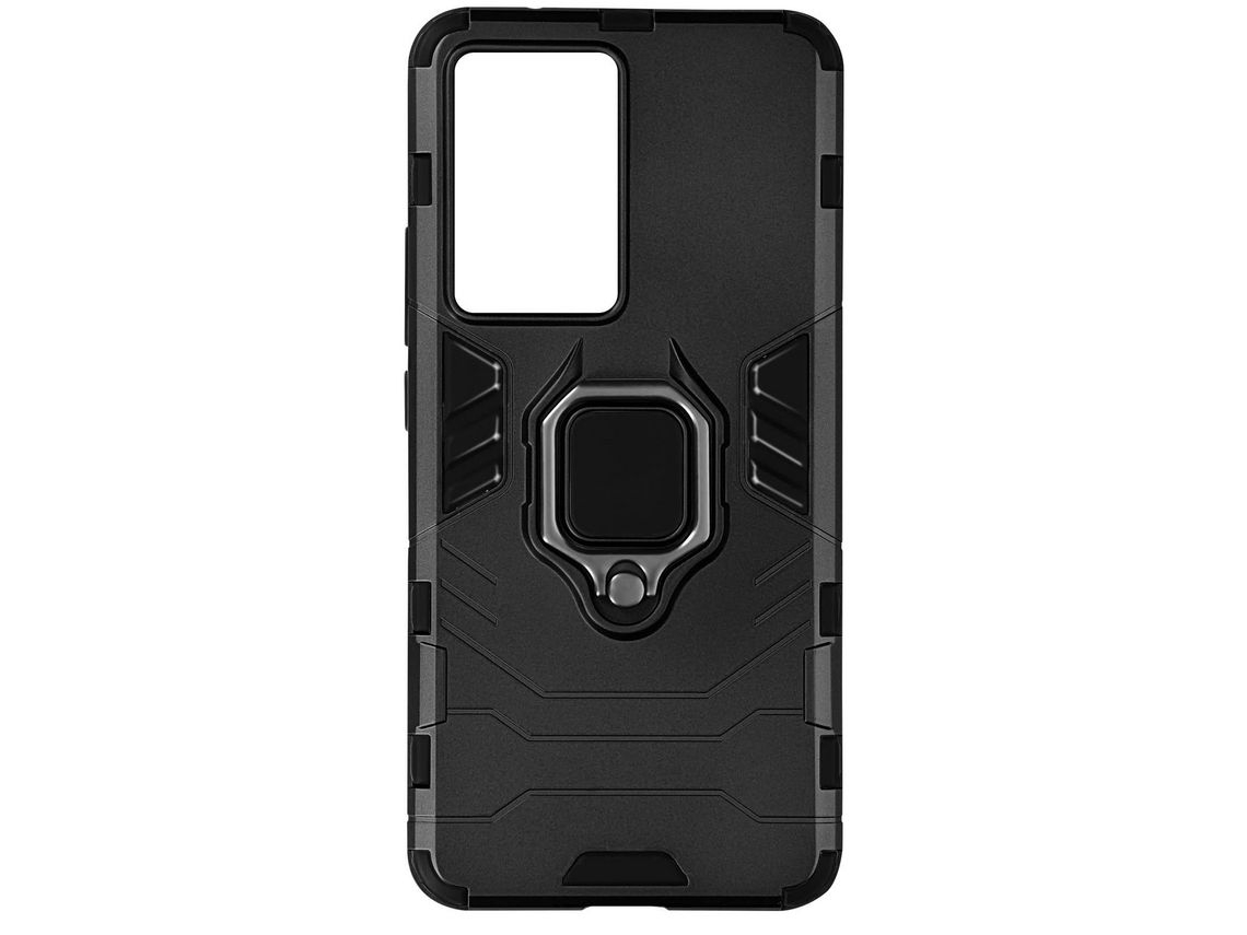 Capa Xiaomi Poco F5 Pro Hybrid Shockproof Com Suporte De Anel Metálico Preto