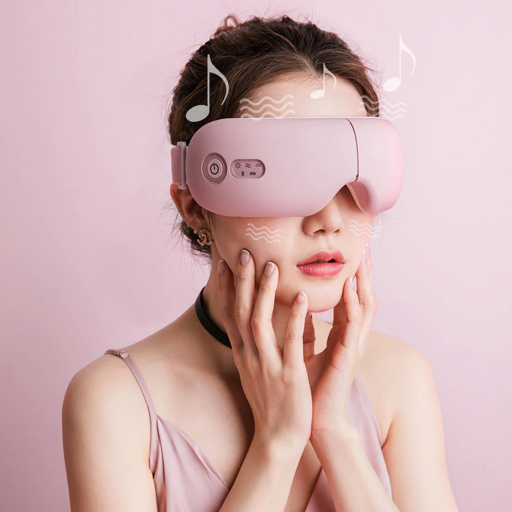 Massageador Ocular Elétrico com Aquecimento, Proteção Inteligente Rosa AQUAFORGE