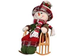 Laxiscreed Boneca De Natal Retro Em Cadeira De Baloiço Com Desenho Xadrez E Pai Natal