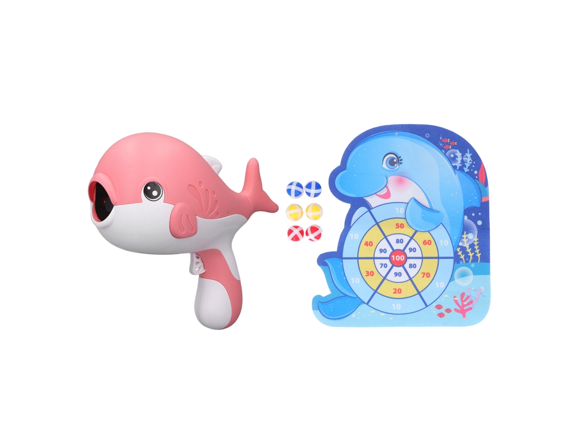 Primerox brinquedo de Tábua de Dardo com Bolas Ejetoras Desenho Animado Seguro para Crianças Rosa