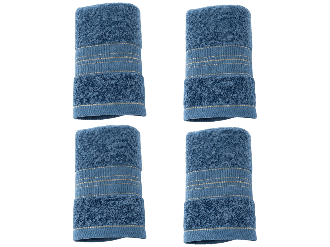 Conjunto de Toalhas de Mãos NEVEANCE Tiras Qualidade Absorvente Algodão Azul - 4pcs (35x75cm)