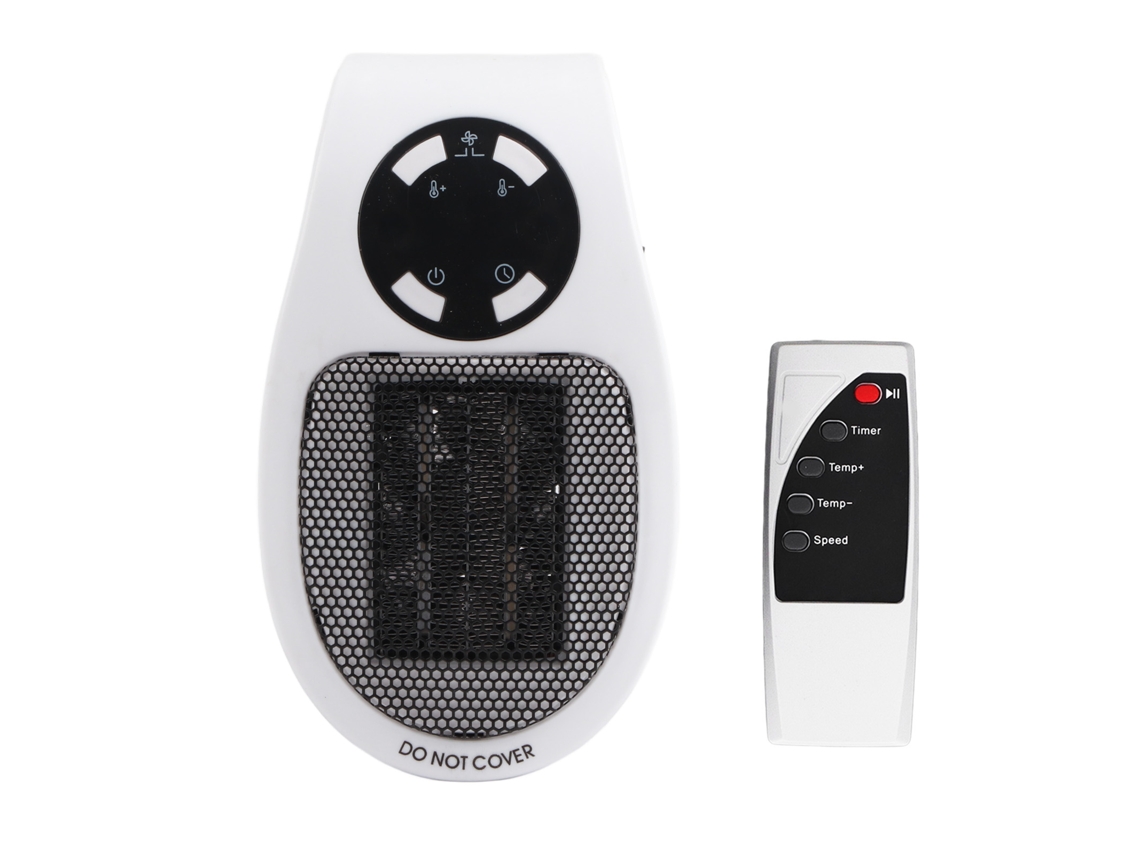 Aquecedor Elétrico Portátil de 500w com Controlo Remoto para Casa e Escritório Branco Liga na Tomada do Reino Unido LAXISCREED
