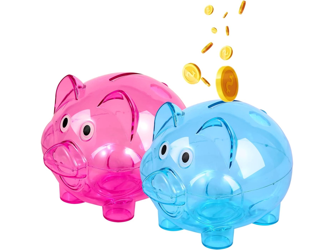 Conjunto De Cofrinhos Transparentes Azuis/rosa Em Formato Porquinho, Inquebráveis, Para Crianças, Meninos E Meninas, Ideais Aniver Aquaforge