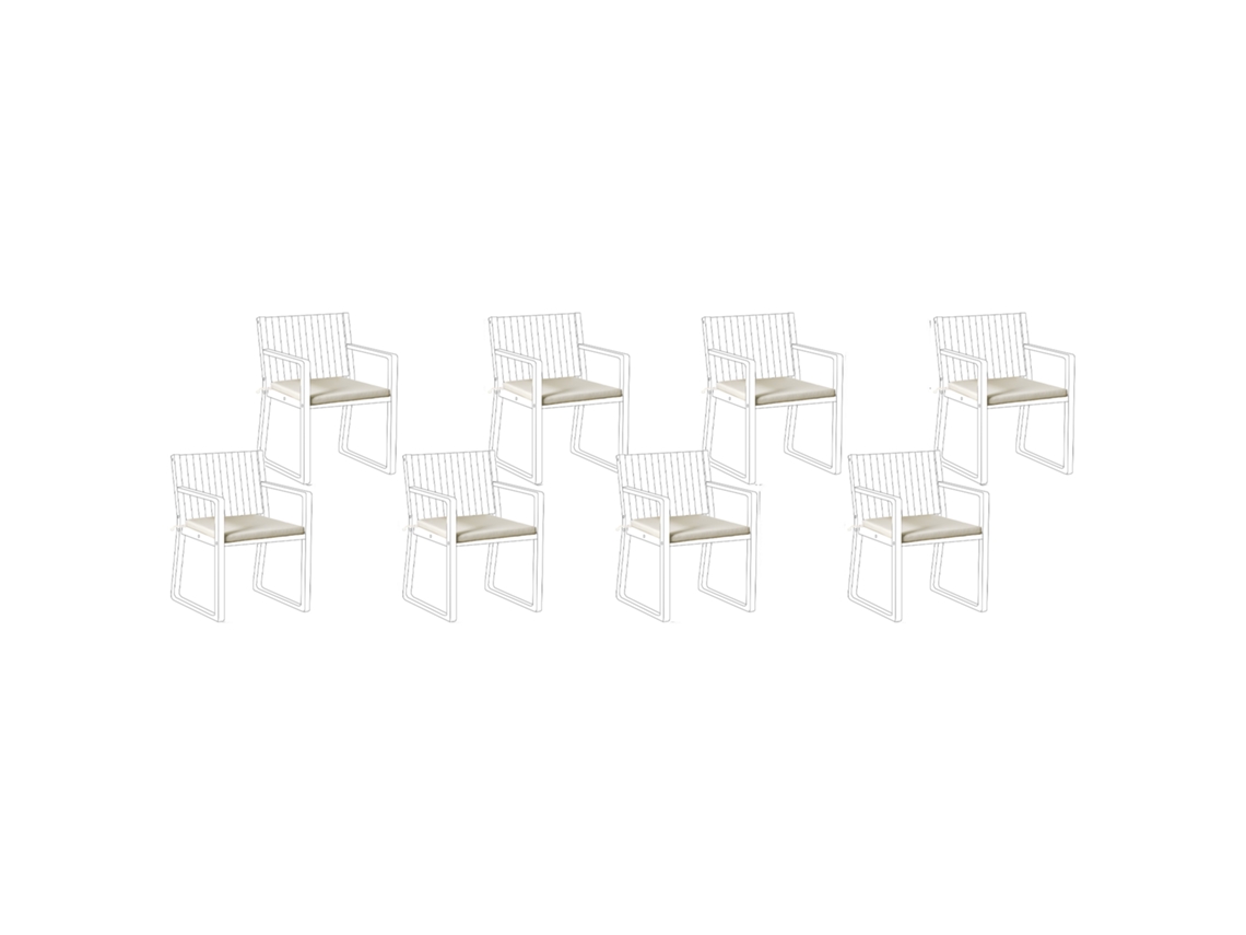 Conjunto De 8 Almofadas Para Cadeiras De Jardim Sassari Premium 46 X 46 Cm Taupe