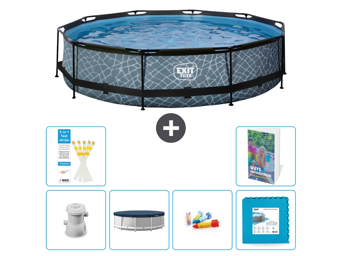 Exit-toys Piscina Exit Redonda - Efeito Pedra - 360x76 Cm - 7-peças S222