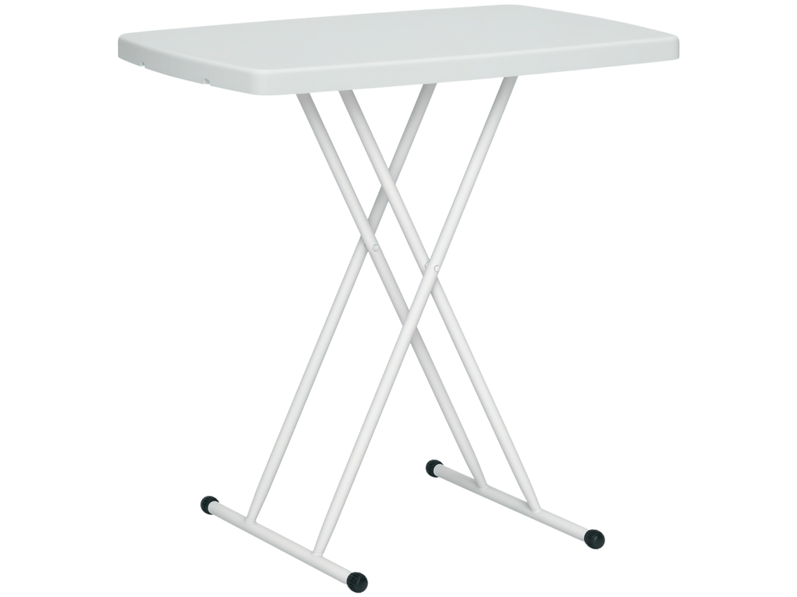Mesa Dobrável para Jardim com Altura Ajustável metal e Hdpe branco BTFORUS