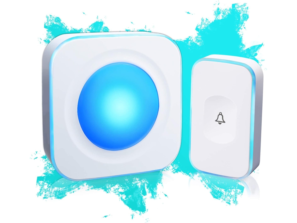 Conjunto De Campainha Sem Fio À Prova Dágua Com Alcance De 300 M, 36 Melodias, 4 Níveis De Volume E Luz Led Piscante Brilvibera (1 Receptor)