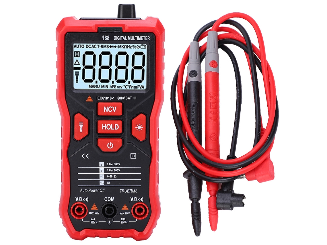 Multímetro digital portátil UA168, LCD, teste de tensão CA/CC, resistência, 600 V | S/BRAND