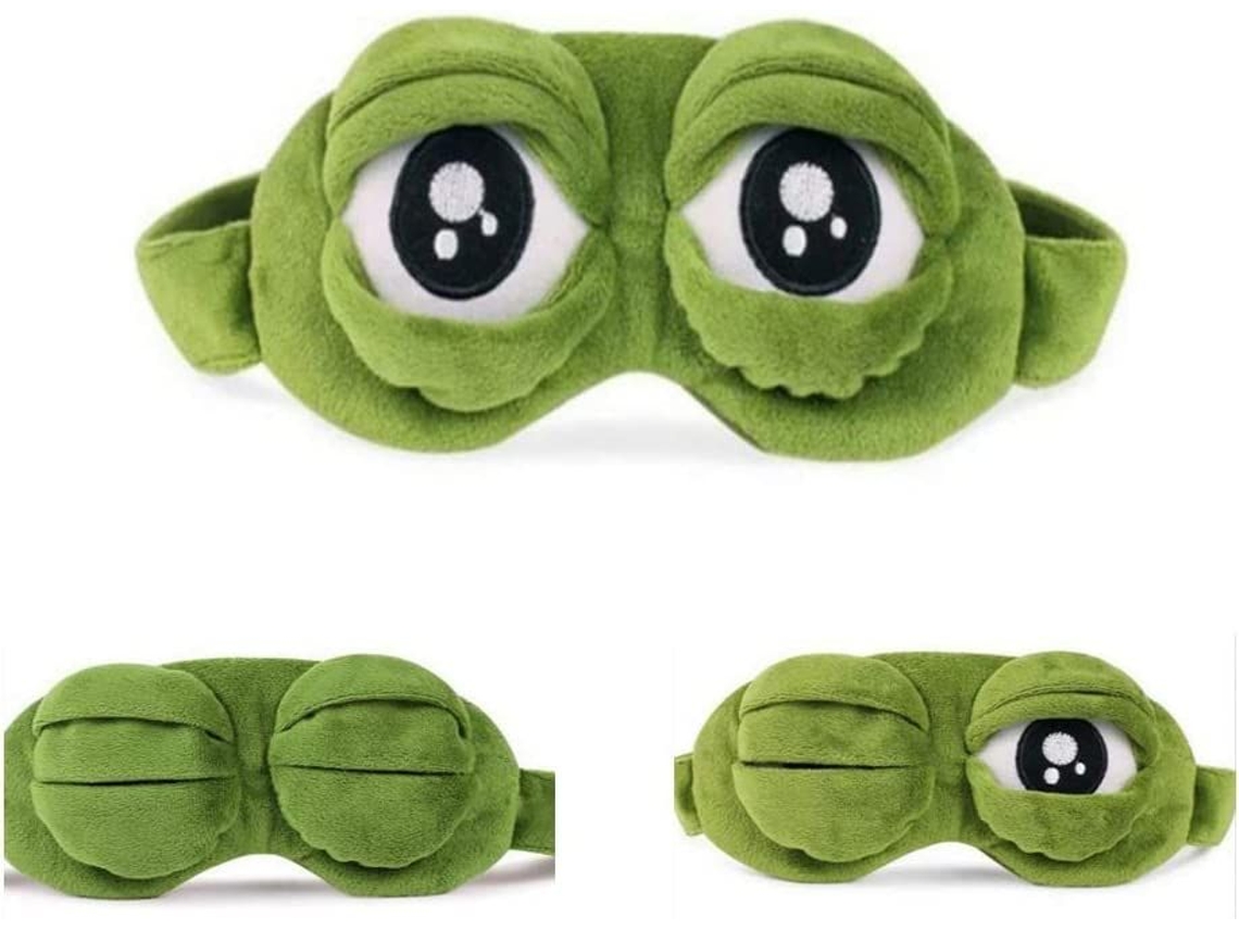 Máscara para os Olhos, Facial de Dormir com Estampa Divertida de Sapo de Desenho Animado, Ideal para Viagens AQUAFORGE (verde)